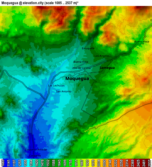 Zoom OUT 2x Moquegua, Peru elevation map