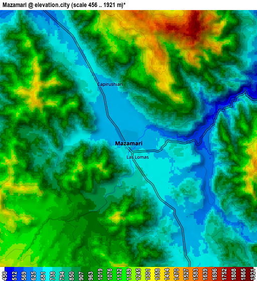 Zoom OUT 2x Mazamari, Peru elevation map