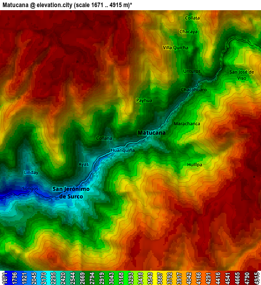 Zoom OUT 2x Matucana, Peru elevation map