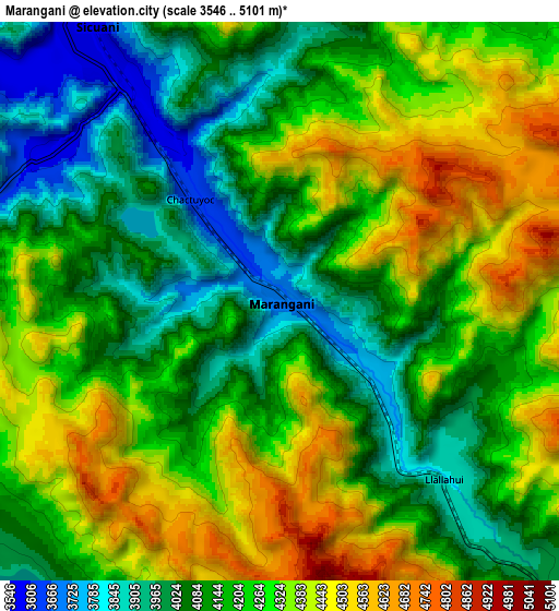 Zoom OUT 2x Maranganí, Peru elevation map