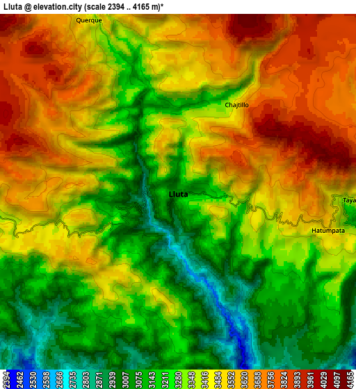 Zoom OUT 2x Lluta, Peru elevation map