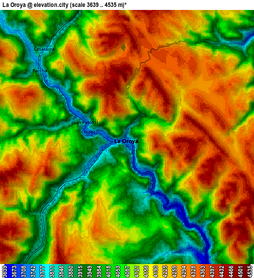 Zoom OUT 2x La Oroya, Peru elevation map