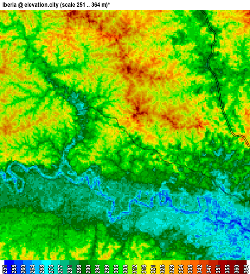 Zoom OUT 2x Iberia, Peru elevation map