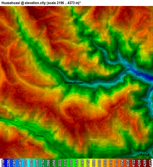 Zoom OUT 2x Huasahuasi, Peru elevation map