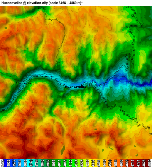 Zoom OUT 2x Huancavelica, Peru elevation map