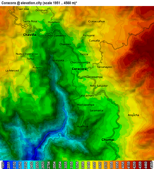 Zoom OUT 2x Coracora, Peru elevation map