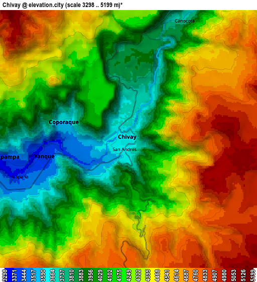 Zoom OUT 2x Chivay, Peru elevation map