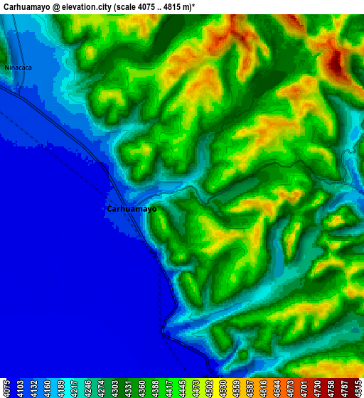 Zoom OUT 2x Carhuamayo, Peru elevation map