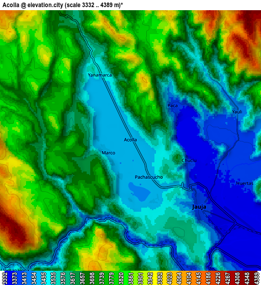 Zoom OUT 2x Acolla, Peru elevation map