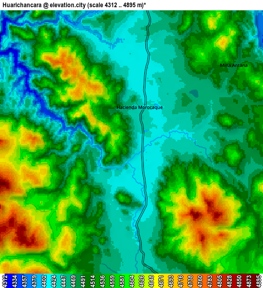 Zoom OUT 2x Huarichancara, Peru elevation map