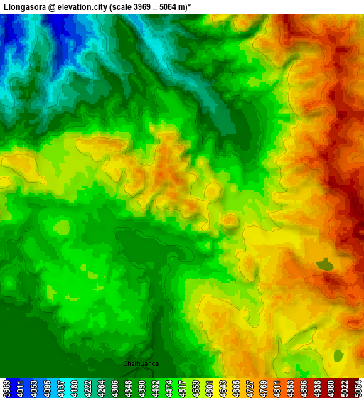 Zoom OUT 2x Llongasora, Peru elevation map