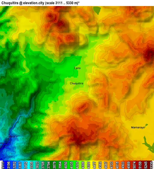 Zoom OUT 2x Chuquitira, Peru elevation map
