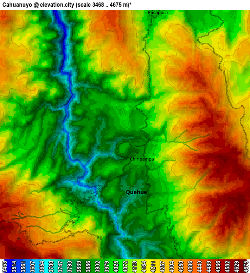 Zoom OUT 2x Cahuanuyo, Peru elevation map