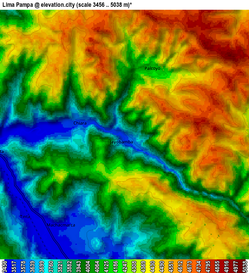 Zoom OUT 2x Lima Pampa, Peru elevation map