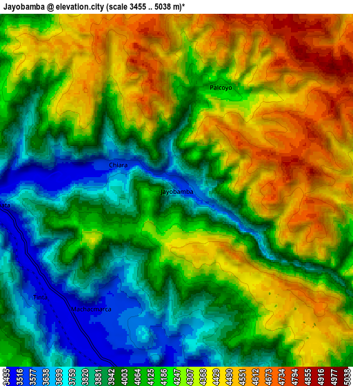 Zoom OUT 2x Jayobamba, Peru elevation map