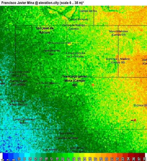 Zoom OUT 2x Francisco Javier Mina, Mexico elevation map