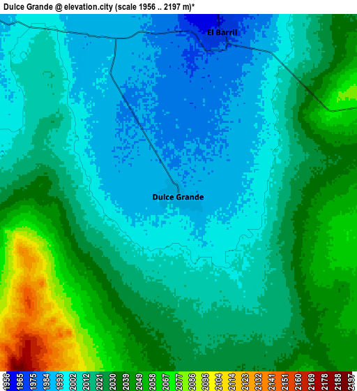 Zoom OUT 2x Dulce Grande, Mexico elevation map