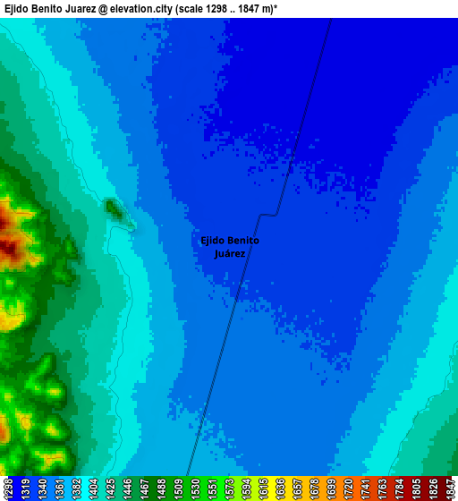 Zoom OUT 2x Ejido Benito Juárez, Mexico elevation map