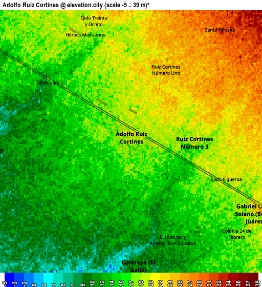 Zoom OUT 2x Adolfo Ruiz Cortines, Mexico elevation map