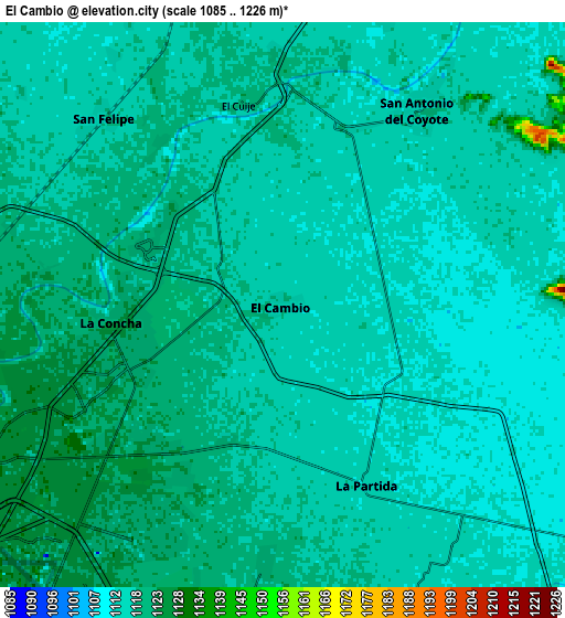 Zoom OUT 2x El Cambio, Mexico elevation map