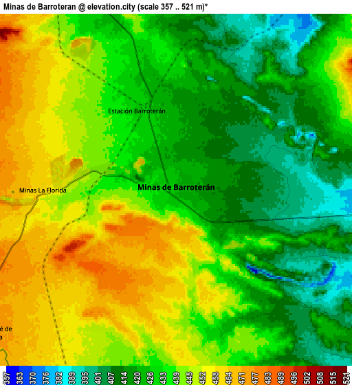 Zoom OUT 2x Minas de Barroterán, Mexico elevation map