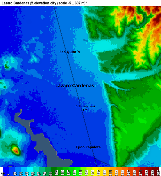 Zoom OUT 2x Lázaro Cárdenas, Mexico elevation map