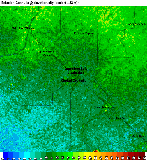 Zoom OUT 2x Estación Coahuila, Mexico elevation map