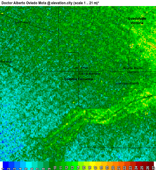 Zoom OUT 2x Doctor Alberto Oviedo Mota, Mexico elevation map
