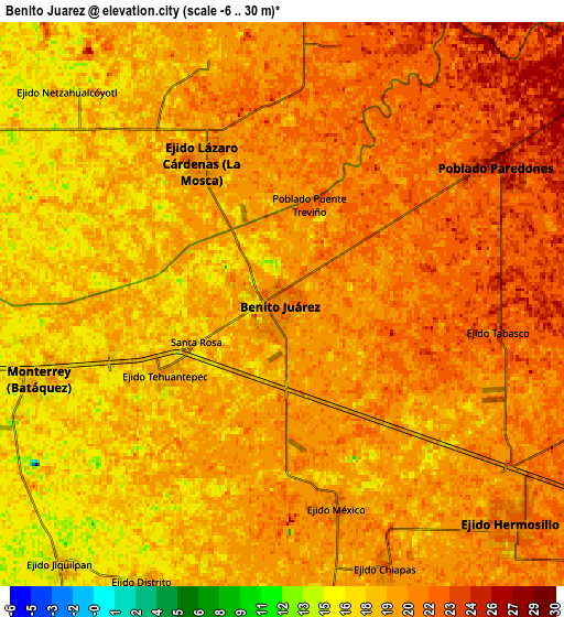 Zoom OUT 2x Benito Juárez, Mexico elevation map