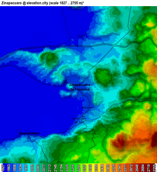 Zoom OUT 2x Zinapécuaro, Mexico elevation map