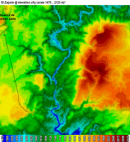 Zoom OUT 2x El Zapote, Mexico elevation map