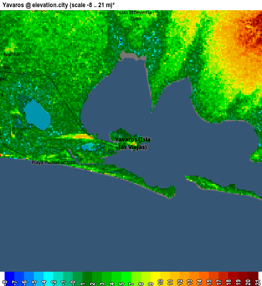 Zoom OUT 2x Yavaros, Mexico elevation map