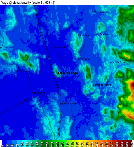 Zoom OUT 2x Yago, Mexico elevation map