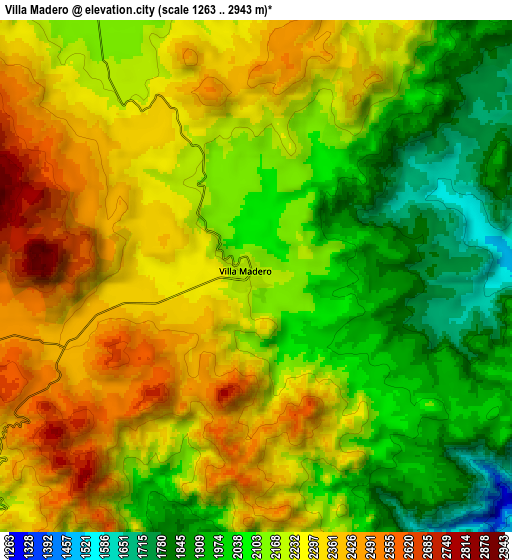 Zoom OUT 2x Villa Madero, Mexico elevation map