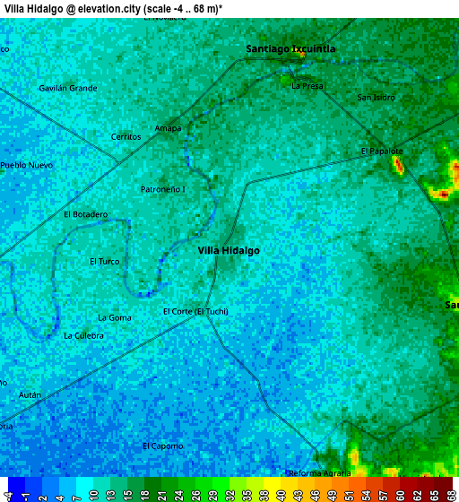 Zoom OUT 2x Villa Hidalgo, Mexico elevation map