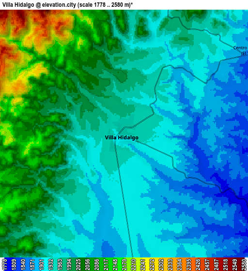 Zoom OUT 2x Villa Hidalgo, Mexico elevation map