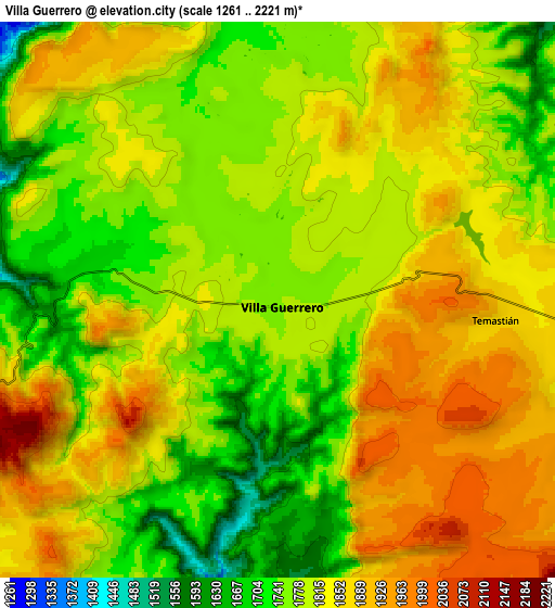 Zoom OUT 2x Villa Guerrero, Mexico elevation map