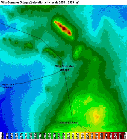 Zoom OUT 2x Villa González Ortega, Mexico elevation map