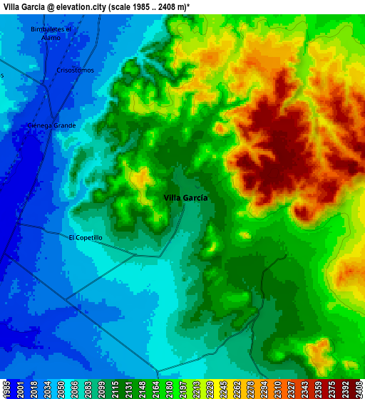 Zoom OUT 2x Villa García, Mexico elevation map