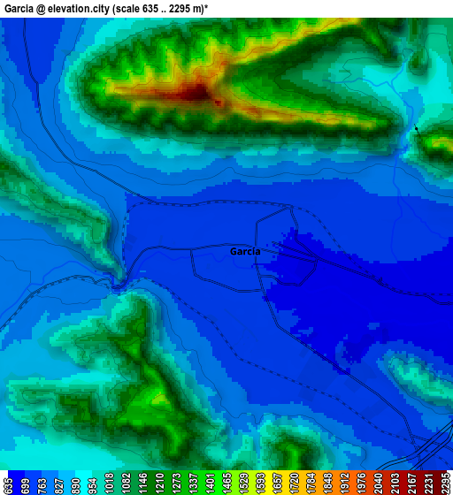 Zoom OUT 2x García, Mexico elevation map