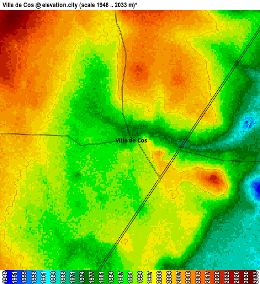 Zoom OUT 2x Villa de Cos, Mexico elevation map