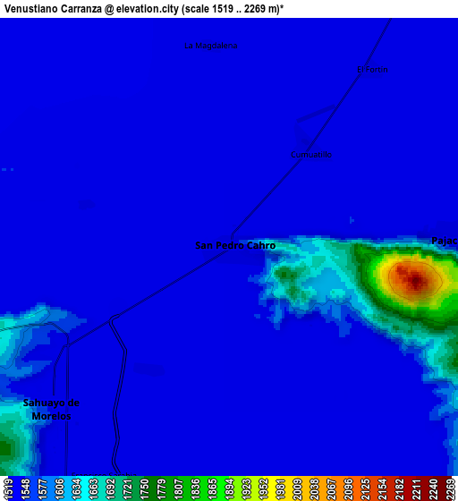 Zoom OUT 2x Venustiano Carranza, Mexico elevation map