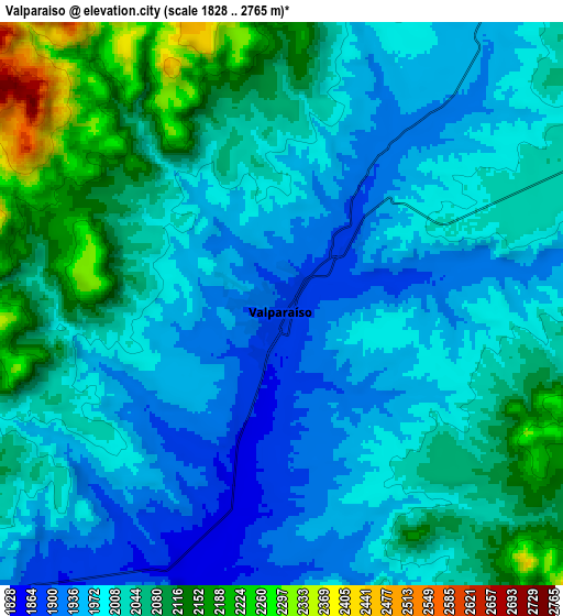 Zoom OUT 2x Valparaíso, Mexico elevation map