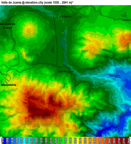 Zoom OUT 2x Valle de Juárez, Mexico elevation map