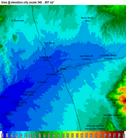 Zoom OUT 2x Ures, Mexico elevation map