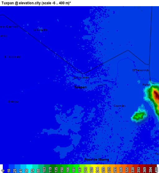 Zoom OUT 2x Tuxpan, Mexico elevation map