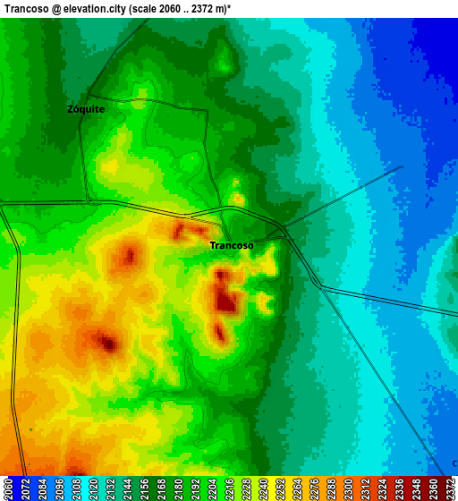 Zoom OUT 2x Trancoso, Mexico elevation map