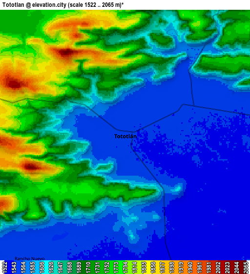 Zoom OUT 2x Tototlán, Mexico elevation map