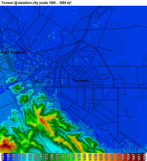 Zoom OUT 2x Torreón, Mexico elevation map