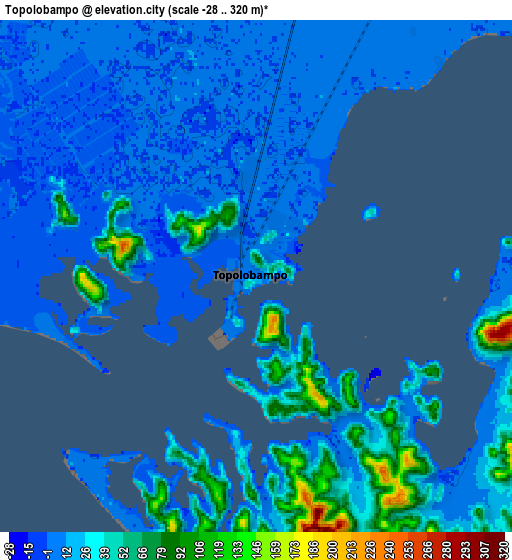 Zoom OUT 2x Topolobampo, Mexico elevation map